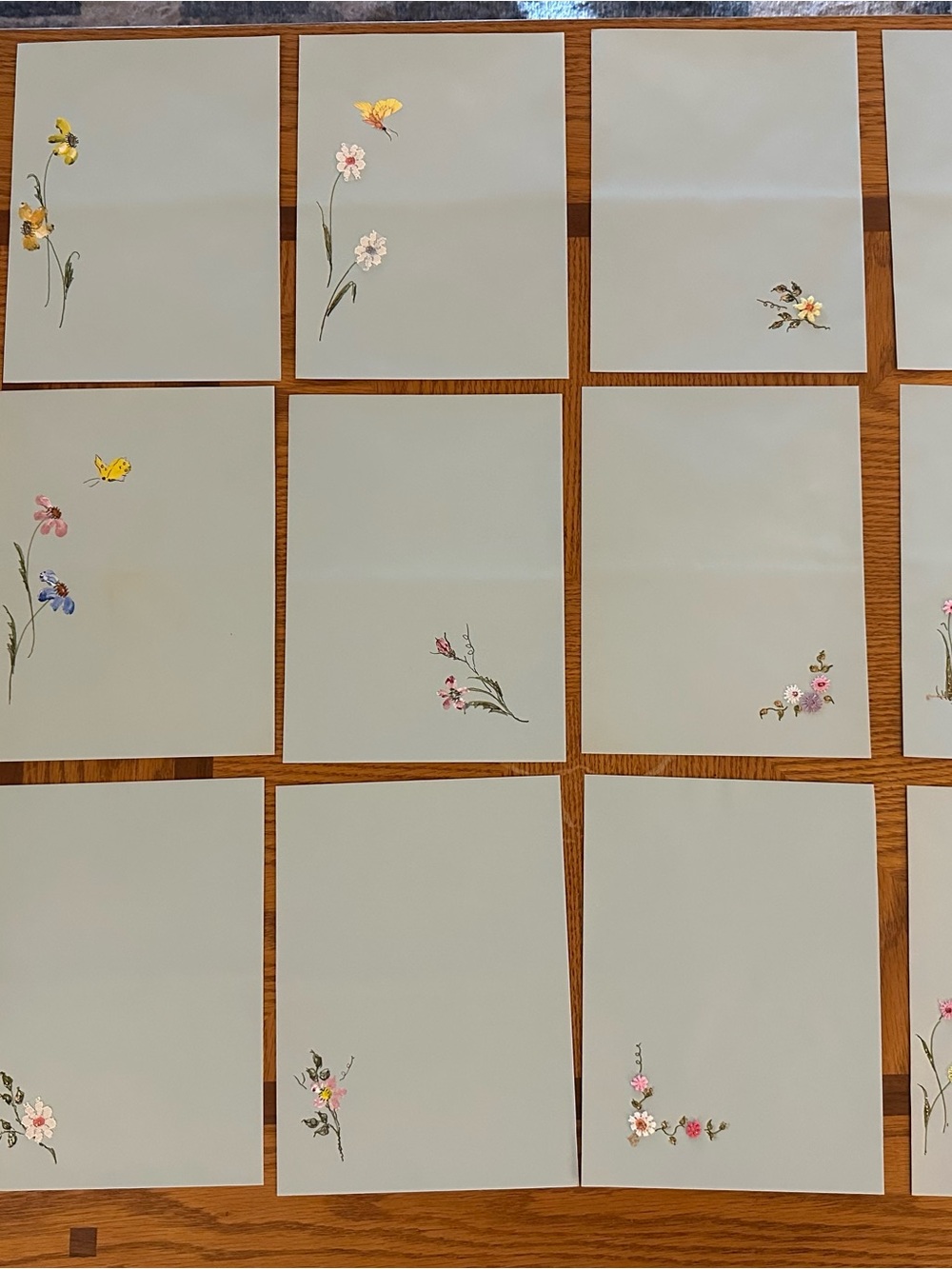 1 set of Vintage hand painted and crafted stationery set with 12 unique designs